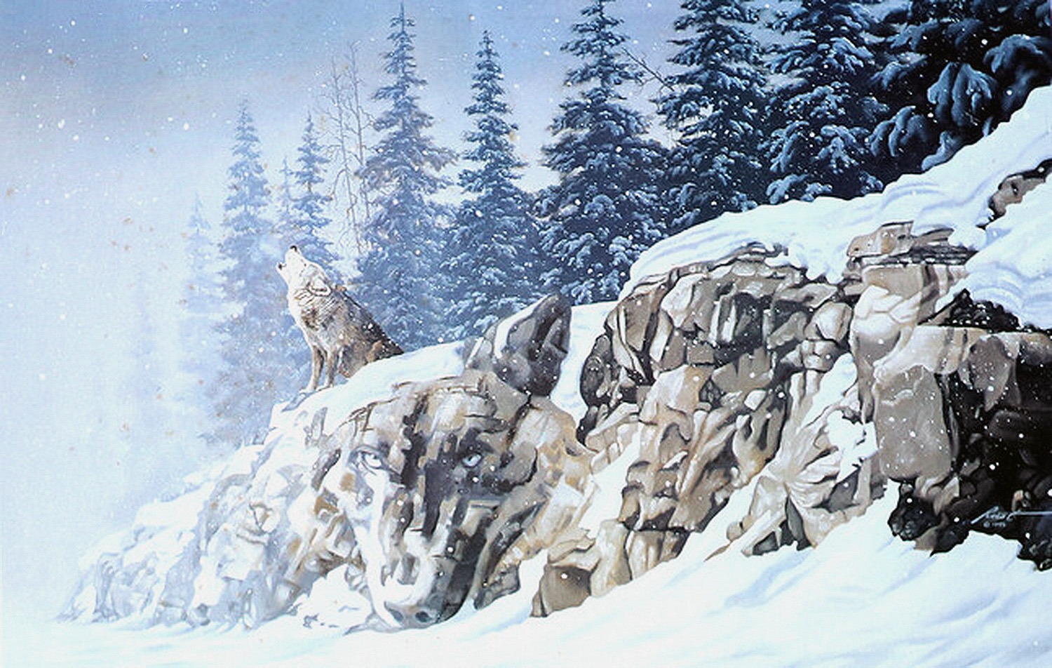 Want to find the hidden faces in this painting? You might have a ... ahem ... ROCKY time. Try not to howl in frustration!